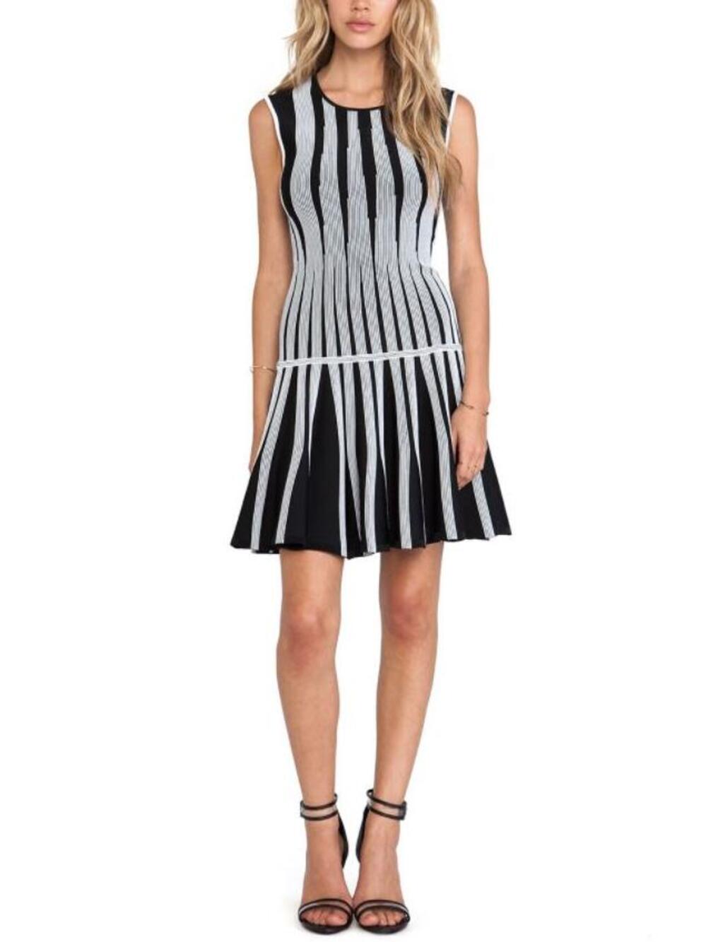 Diane Von Furstenberg Celine Fit & Flare Black White Sleeveless Dress DVF XS